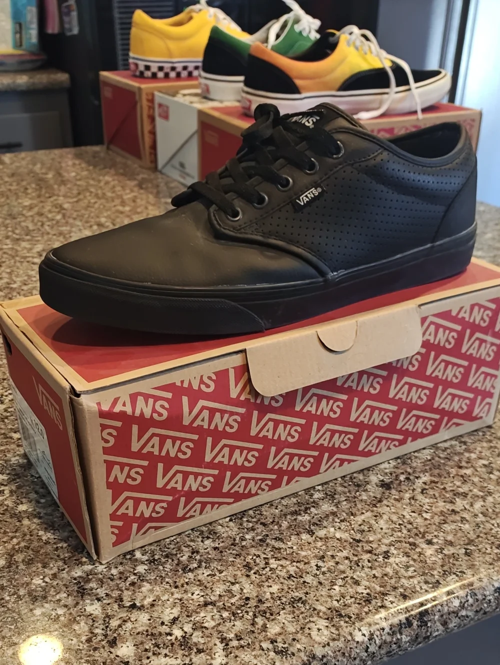 Vans Men's Black Leather Low-Top Sneakers